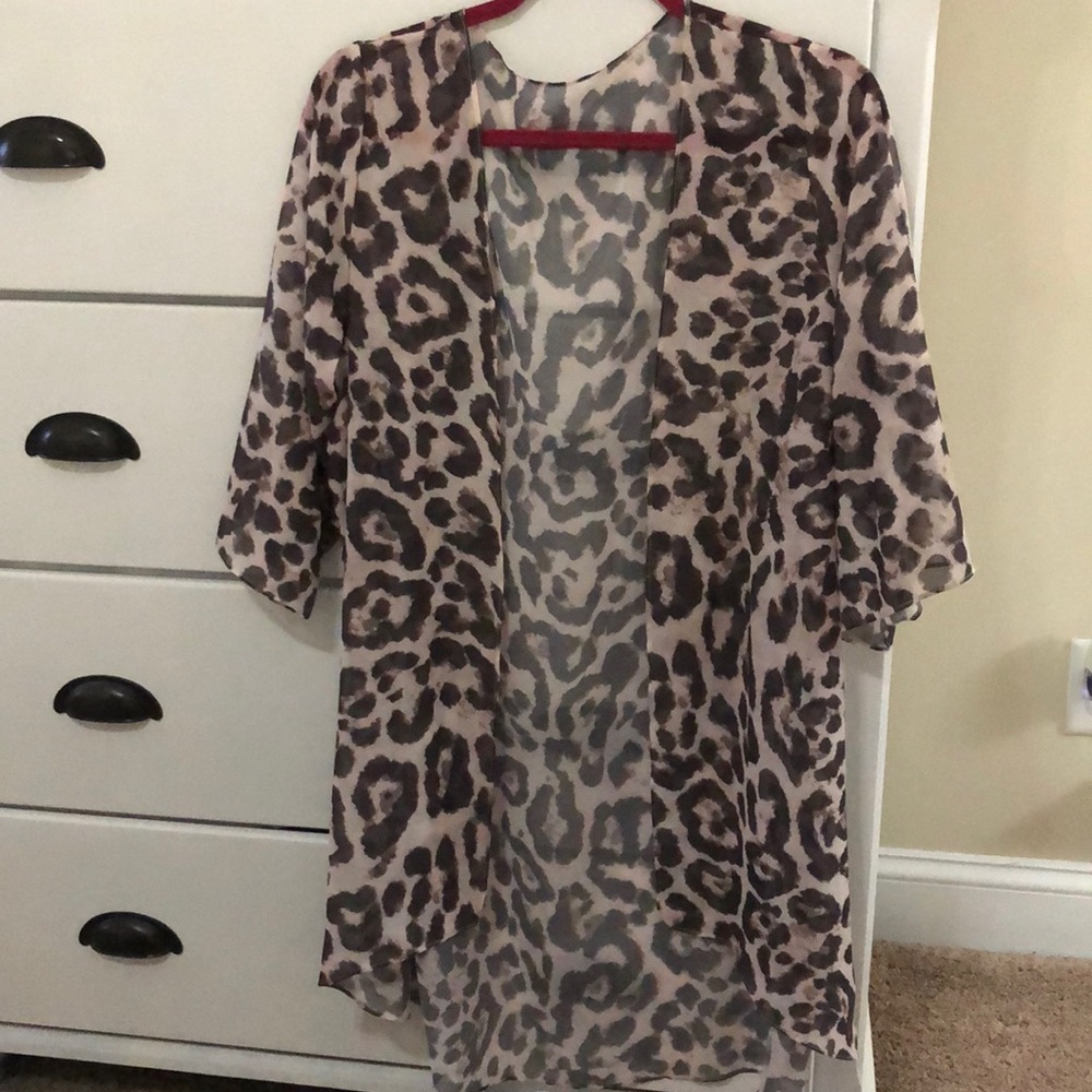Sheer leopard kimono